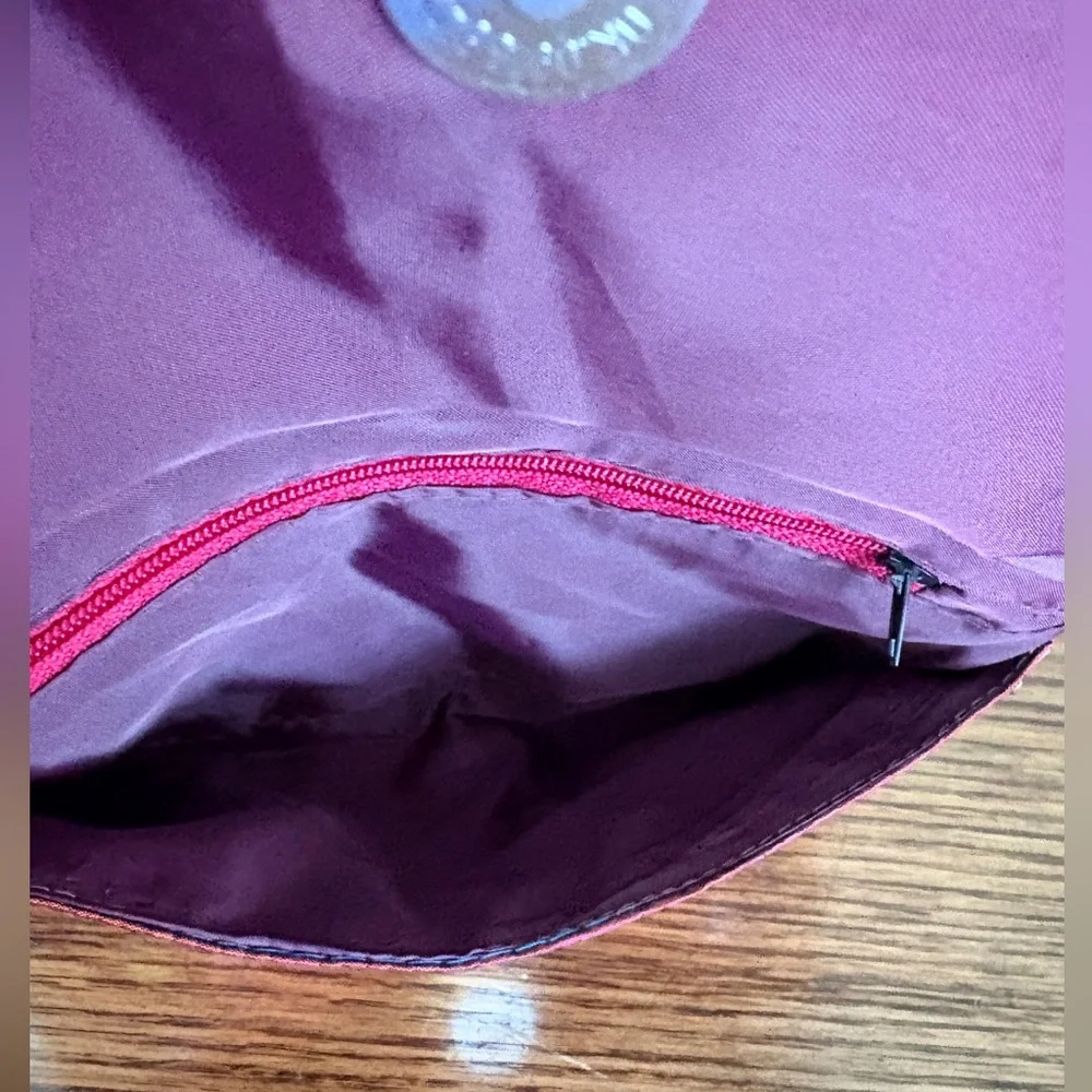 Embroidered & Beaded Burgundy Satiny Clutch - Floral on Burgundy